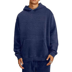 Sudadera con Capucha Estilo Vintage, 100% Algodón, Gruesa, Estilo Urbano, Holgada, Lavada al Ácido, con Hombros Caídos - Product Image 1