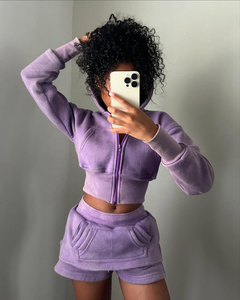 Conjunto de 2 Piezas para Mujer, Ropa de Mujer 2025, Sudadera con Capucha y Cierre Personalizada, Estilo Urbano, con Orificios para los Pulgares, y Leggings de Yoga Ajustados - Product Image 4