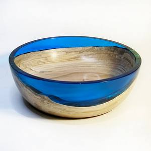 Ensaladera de resina epoxi y madera de alta calidad, pegatina de esmalte de madera de Mango, cuenco de vajilla para servir ensalada de madera - Product Image 3