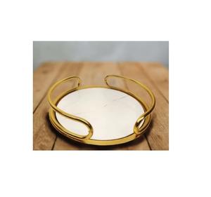 Round Shape Copper Serving <b>Tray</b> Handmade Classic Stylish <b>Table</b> Top Gold Plated With Designer Handle Copper Serving <b>Tray</b> - Product Image 1
