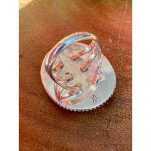 Navajo Handcrafted Kingman <b>Turquoise</b> Sterling Silver Statement <b>Ring</b> Size 7.5 - Product Image 5