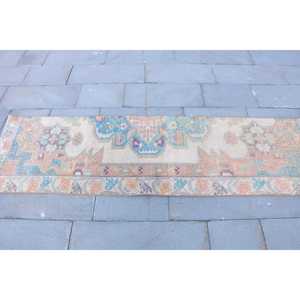Tapis de couloir vintage 2,1 x 7,5 pieds, tapis turc orange ombré - Product Image 4