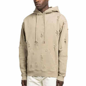Hot Selling New Arrival <b>Thermal</b> Distressed Hoodies Breathable <b>Fleece</b> in Best Material for Winter Hooded New Style - Product Image 5