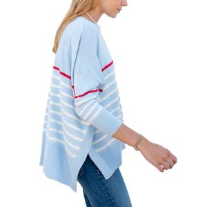 Customizable Women's Round Neck Drop Shoulder Slit Sweater Easy Street <b>Tunic</b> for Winter Casual Style - Product Image 3