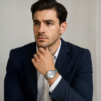 Montre à quartz de luxe STELLAR ELEGANCE, fonction calendrier, allure professionnelle raffinée, bracelet en acier inoxydable 316L, verre saphir 42 mm