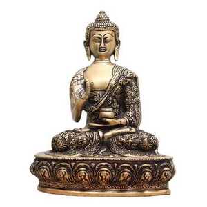 พระพุทธรูปทองเหลืองสีทองโบราณ เหมาะสำหรับตกแต่งบ้าน พื้นที่ทางจิตวิญญาณ และเป็นของขวัญสำหรับทุกโอกาส - Product Image 2