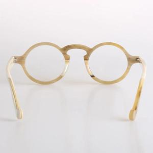 Classic High End Hand Made Real Buffalo Horn Eyeglass Frames Natural Color Round Waterproof Animal Style - Product Image 6