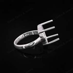 Genuine High Quality 925 Sterling Silver 12mm 4 Prong Setting Semi-Mount Engagement <b>Ring</b> 14k Gold Plated Handmade Custom Jewelry - Product Image 2