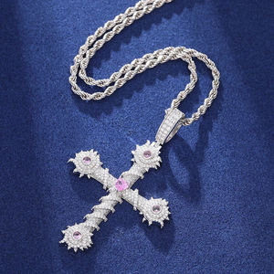 Pendentif religieux en diamant de laboratoire fait à la main personnalisé en or blanc massif 10kt pour cadeau d'église et artisanat de baptême de prière - Product Image 6