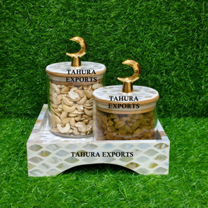 Pot de rangement en nacre fait main de qualité supérieure 2026 avec plateau, boîte en résine neuve, décoration de table - Product Image 1