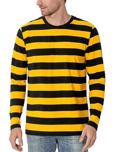 Camiseta de Manga Larga para Hombre con Estampado 3D de Rayas en Contraste, Camiseta Informal de Moda con Cuello Redondo, Camisetas Extra Grandes de Moda, Tops de Poliéster, Ropa para Hombre - Product Image 5