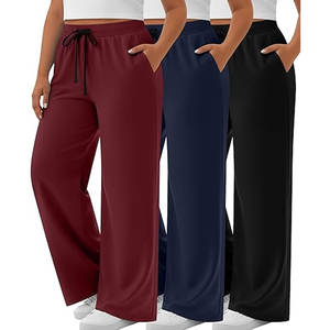 Pantalones de Yoga para Mujer Talla Grande, Pantalones Deportivos con Cordón, Bolsillos, Ajuste Holgado, Pantalones de Chándal para Ejercicio, Parte Inferior Abierta, Casuales - Product Image 1