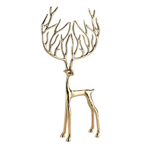 Sculpture moderne faite à la main en métal doré de haute qualité Statue de cerf de luxe Pièce maîtresse Excellent prix pour les festivals de Noël - Product Image 4