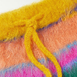 Pantalones cortos con cordón de mezcla de Mohair a rayas de pierna ancha multicolor - Product Image 4