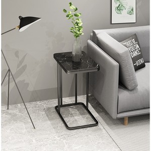 Modern Luxury <b>Sofa</b> <b>Table</b> with <b>Black</b> Stone Top and Powder-Coated Iron Frame Contemporary Design for Villa or Living Room-TT68113 - Product Image 3