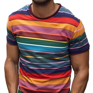 T-shirt imprimé à manches courtes graphique d'été pour hommes, décontracté, coupe régulière, respirant, séchage rapide, maillot de 220g, garniture contrastée - Product Image 3