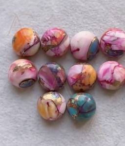 Natural Rosa cobre turquesa forma redonda cabujón turquesa piedra preciosa para la fabricación de joyas - Product Image 3