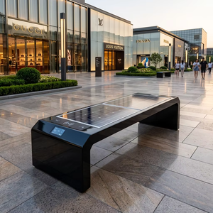 Banc solaire intelligent pour ville connectée |   Siège public extérieur en aluminium/acier avec charge USB et éclairage LED pour parc - Product Image 2