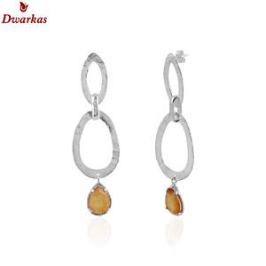 Boucle d'oreille en argent sterling 925 de super qualité en quartz émeraude avec pierres précieuses pour dames et filles - Product Image 3