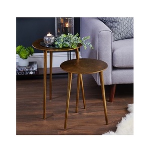 Juego de Mesas Nido de Metal Bronce con Patrón Artístico y Construcción Sólida que Realza el Encanto Tradicional en Interiores de Hogar Elegantes - Product Image 3