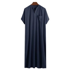 Vêtements islamiques à manches courtes Caftan Jubah Abaya Jalabya Ethnique Arabe Thobe Jalaba Maxi Musulman Longue Robe Homme Élégant - Product Image 3