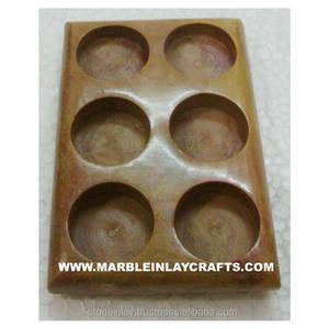 Magnifique Porte-Bougie Décoratif en Pierre Saponite Fait Main et Support pour 6 Bougies - Product Image 1