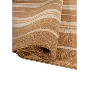พรมปูพื้นลายทางสีเบจและสีน้ำตาล Nomadic Threads รุ่น PDJT-809 ทำจากปอกระเจาและป่าน ทอแบบแบน เหมาะสำหรับใช้ในบ้าน ห้องนอน ห้องนั่งเล่น และทางเดิน - Product Image 2