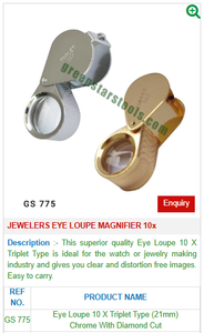 Lupa de Joyero 10x, Lente Triplete de 18mm 21mm, Corte Diamante Cromado Dorado para Herramientas de Reparación de Relojes | N.º de artículo GS-755 - Product Image 2