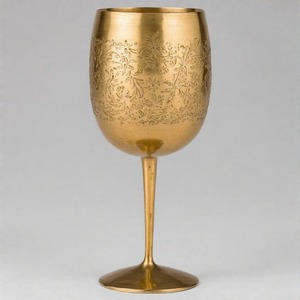 แก้วไวน์ทองเหลืองโบราณทำด้วยมือแก้ววินเทจทำด้วยมือสำหรับโบสถ์และพิธีทางจิตวิญญาณ - Product Image 1