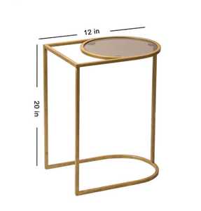 Panier en fil métallique noir rond en fer réglable de haute qualité moderne Table d'appoint en bois Table basse de rangement Meubles de salon - Product Image 6