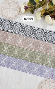 Rubans et lacets brodés à la machine sur mesure dans les couleurs de tissu de base noir pour robes de mariée - Product Image 4