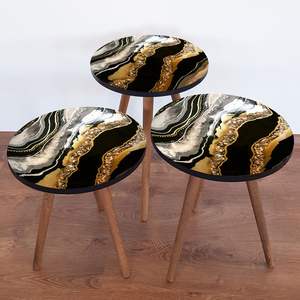 Mesa de Comedor de Resina Artesanal de Lujo Moderna, Mesa de Comedor/Café de Madera de Acacia Hecha a Mano con Resina, Superficie de Resina Epoxi Impermeable para Sala de Estar - Product Image 1