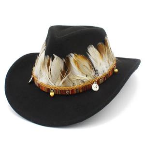 Sombrero de vaquero para hombre y mujer, sombrero de Jazz con plumas rizadas, sombrero de vaquero de alta calidad - Product Image 4