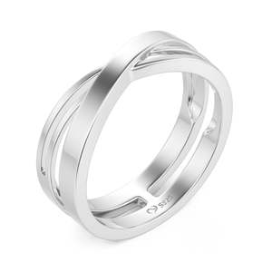 แหวนคู่รักเงินสเตอร์ลิงทรงบิดเกลียวประดับเพชรซิร์คอน - Product Image 2
