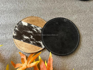 Real Handmade <b>Hair</b> on Hide Fur Leather Tea Coaster Coffee Tea Cup Mat Tableware Home Accessories Drink and Barware Fur Coasters - Product Image 3