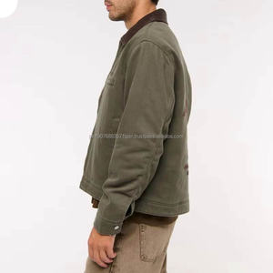 Wholesale Custom Embroidered Men's Fashion Heavyweight 100% Cotton Casual Vintage Washed <b>Work</b> Wear <b>Canvas</b> <b>Jacket</b> - Product Image 2