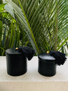 Metal Black Hammered Candle <b>Jar</b> with Lid for Home Wedding Living Room <b>Decoration</b> in Best Price - Product Image 5