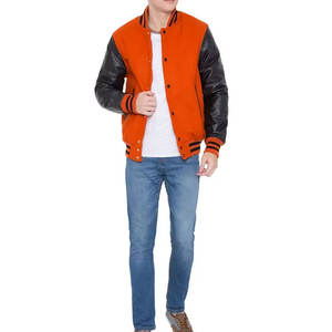 Chaqueta universitaria de alta calidad de fabricante para mujer, chaqueta universitaria de béisbol personalizada con mangas de cuero bordadas, prendas de vestir - Product Image 1