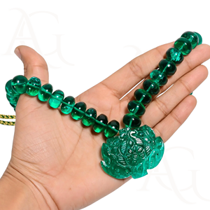 Cuentas de collar de Esmeralda cultivadas en laboratorio, hilo de piedras preciosas de corte Nano verde pulido liso facetado para fabricación de joyas personalizable - Product Image 2