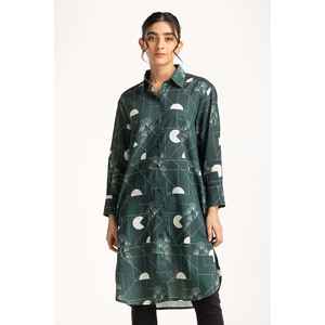 Vestido Túnica Casual Elegante Estampado WM-DRS-SS24-028 Transpirable Estilo Oficina para Mujer con Decoración Hueca hasta la Rodilla para el Día a Día - Product Image 2