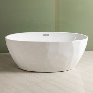 Moderne zeitgenössische ovale Acryl freistehende Badewanne Fabrik direkt mit Abfluss & Überlauf für den Badezimmer gebrauch - Product Image 2