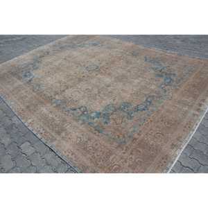 Turkish 9.1x12.4 ft Rug, Oversize Vintage Rug, <b>Brown</b> Southwestern <b>Wool</b> Rug - Product Image 2