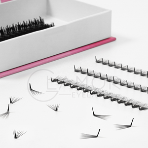 Stock 0.07mm 6D 7D Promade Fans Extension de cils 10D 12D 0.05mm C CC D L M curl Pre Made Long Stem Premade Fans - Product Image 5