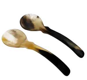 Cuchara de cuerno de búfalo indio con mango corto para caviar huevo té azúcar sal pimienta para obsequios - Product Image 1