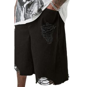 Pantalones vaqueros de algodón desgastados de alta calidad, ropa de calle, ropa de moda con palangre, Material elástico más vendido, pantalones cortos para hombre - Product Image 2