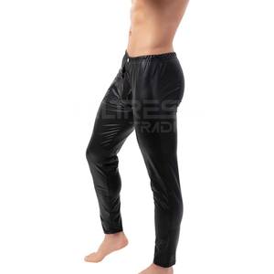 2025 dernière conception pantalon en cuir pour hommes décontracté léger rayé droit incurvé de haute qualité à bas prix - Product Image 4