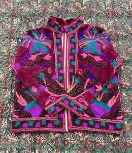 Best Selling Short Winter <b>Jacket</b> for <b>Women</b> Handmade <b>Velvet</b> with Suzani Embroidery Breathable Knitted Size Free Decorated Flowers - Product Image 2