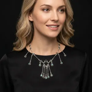 Collier pendentif bohème en argent 925 Art Palace avec strass en cristal serti clos pour femme, idéal au quotidien - Product Image 1