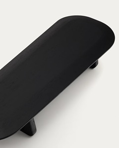 Table basse moderne en bois de chêne massif 100% finition noire Meubles de salon 146x64cm - Product Image 4