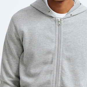 <b>Zip</b> up Men Hoodie Waffle Mens Hooded Jacket Bamboo Cotton <b>Sweatshirts</b> With Hooded <b>Full</b> <b>Zip</b> Custom Men's Hoodies - Product Image 3